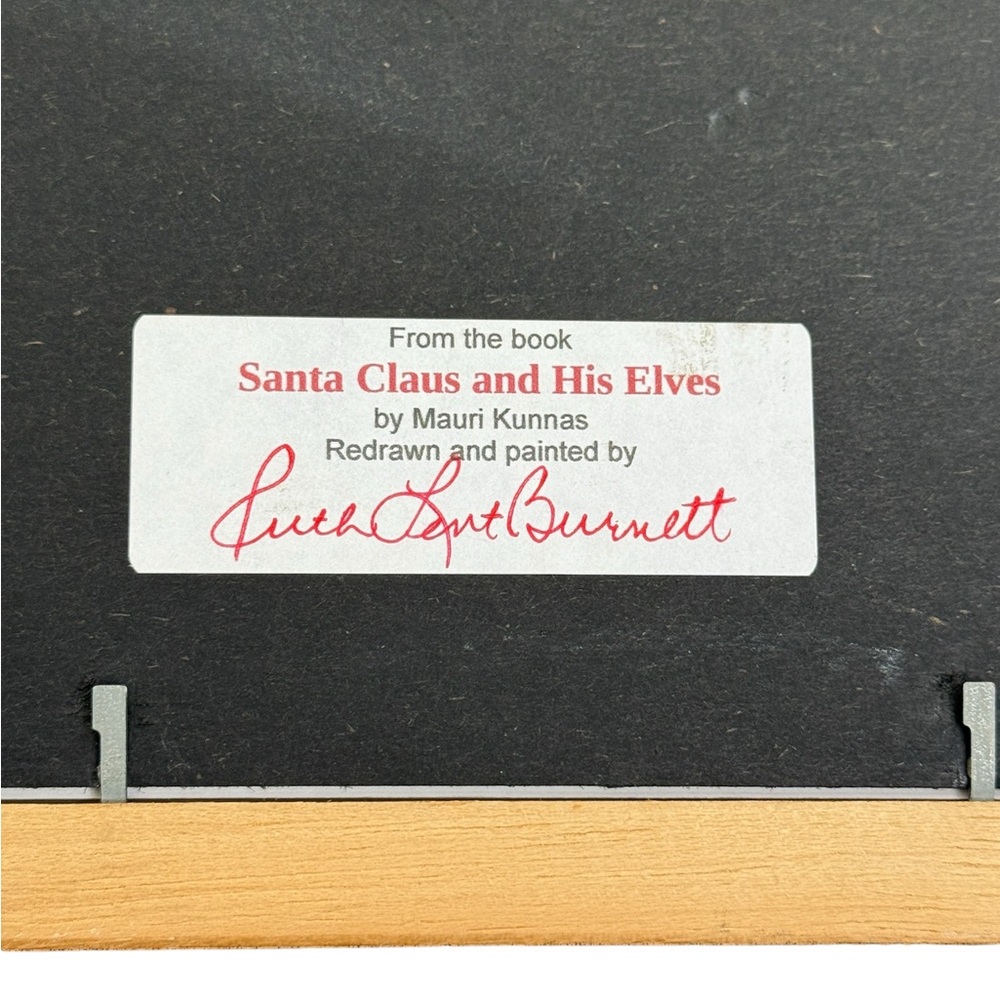 Santa Clause & His Elves Wall Decor Re-Drawn Painted Gold Frames Set of 3 - Picture 5 of 16